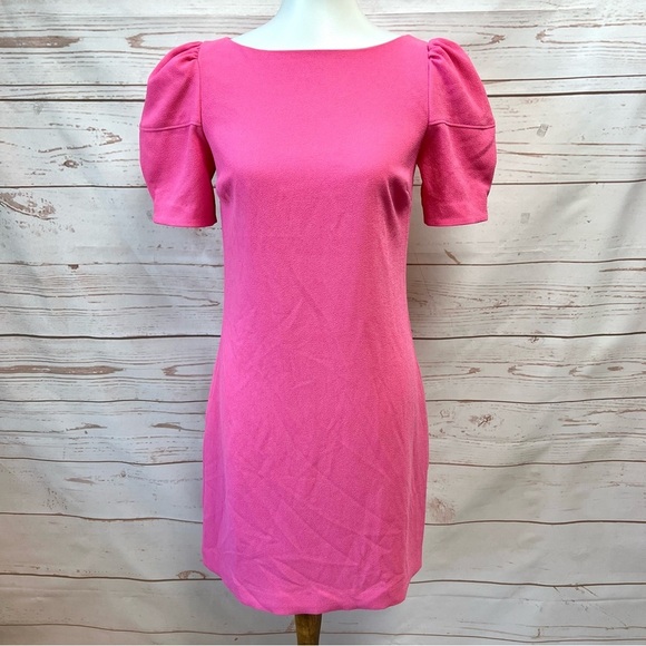 NWT Trina Turk Pink Puffy Sleeve Bloom Shift Dress - Picture 1 of 8